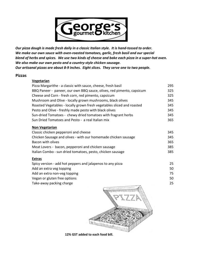 George's Gourmet Kitchen menu