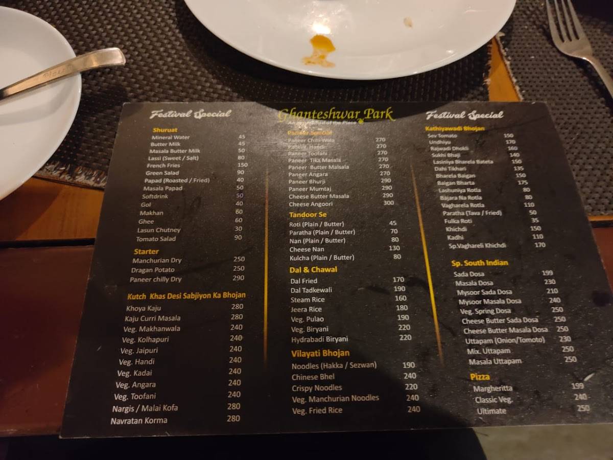 Ghanteshwar Park (The Multi Cuisine Park) menu