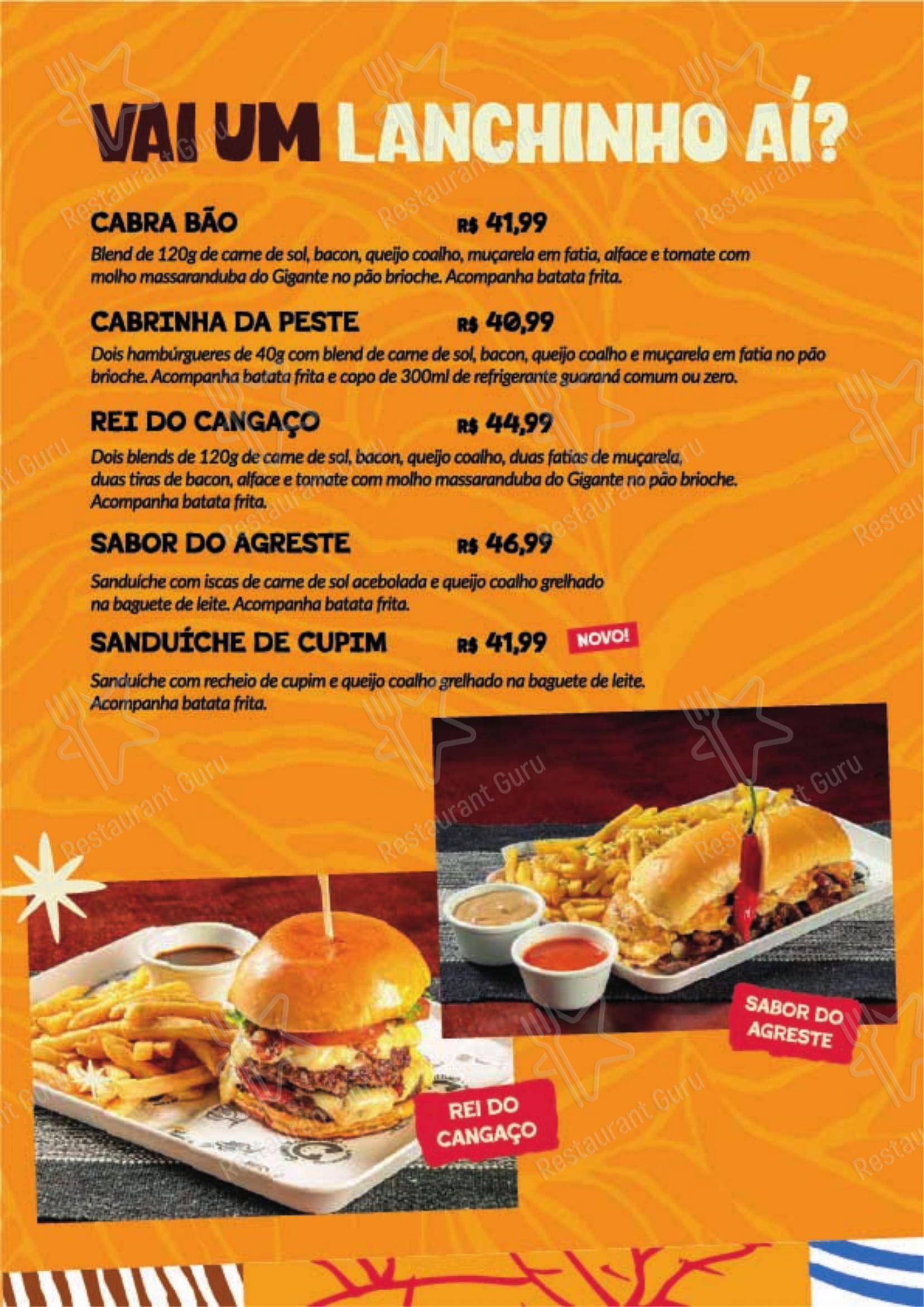 Menu para Gigante Nordestino restaurante
