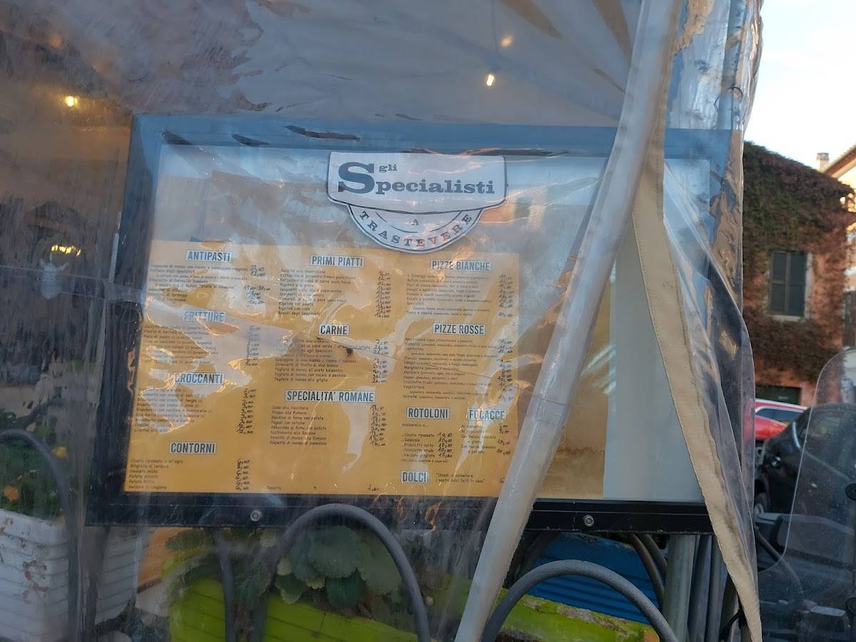 Menu di Gli Specialisti 