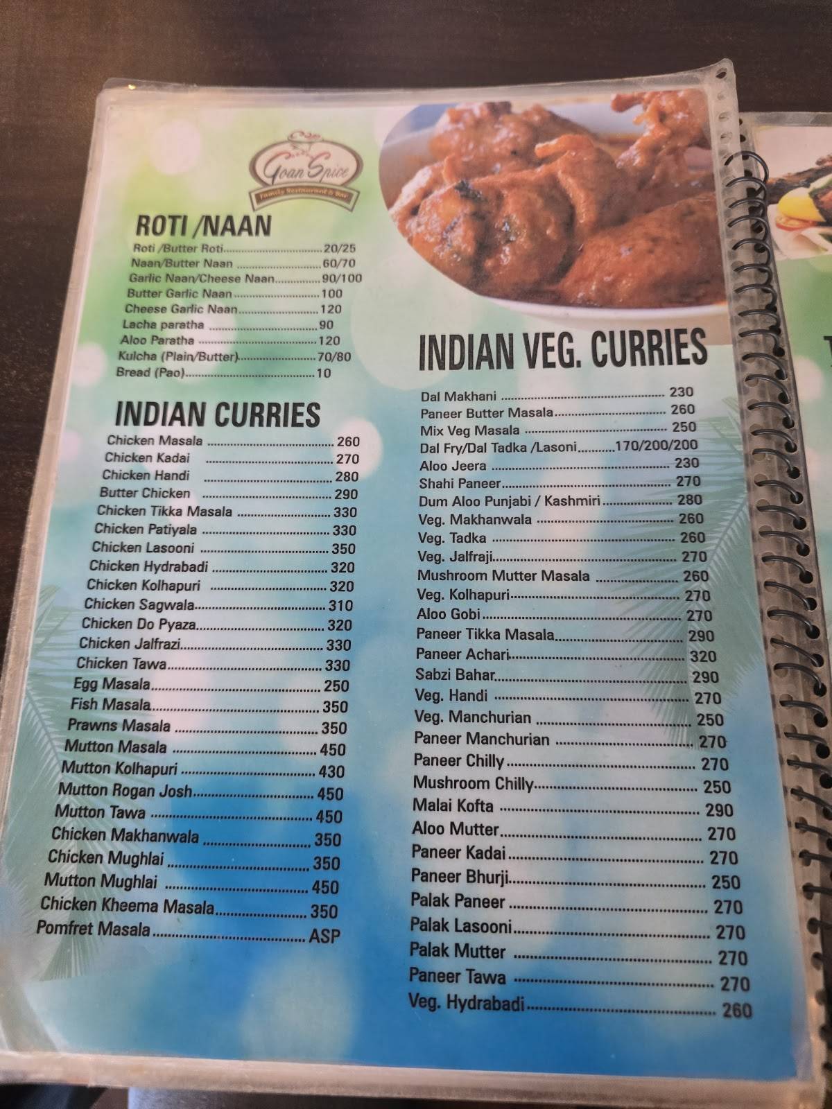 Goan Spice menu