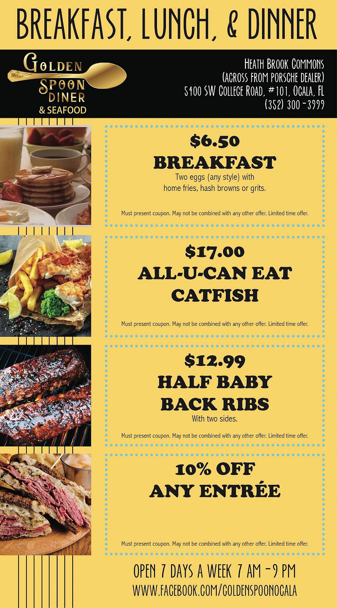 Menu at Golden Spoon Diner restaurant, Ocala