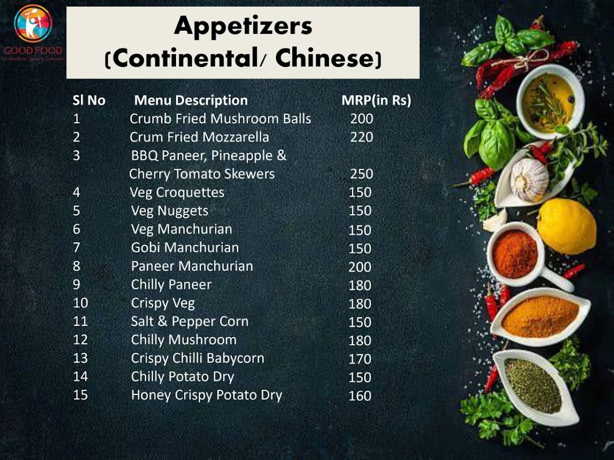Good Food Cloud Kitchen and Restaurant menu