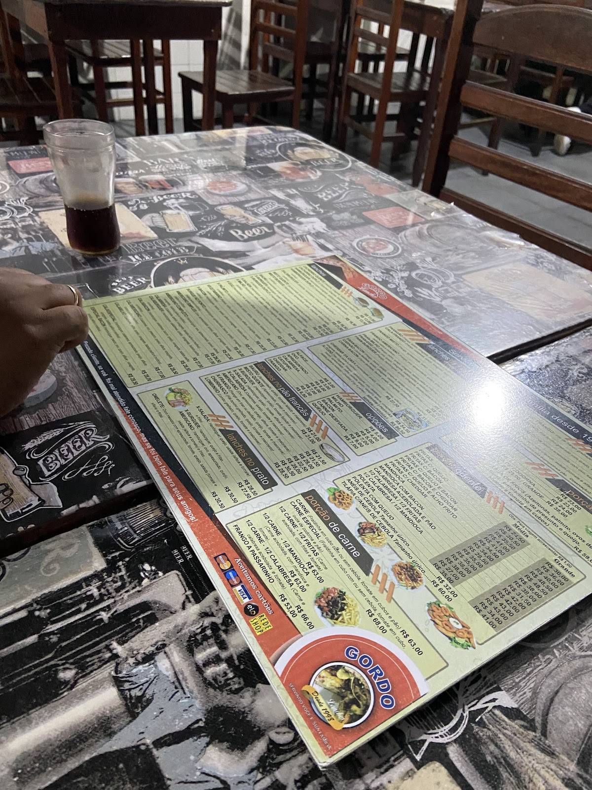 Gordo Lanches cardápio