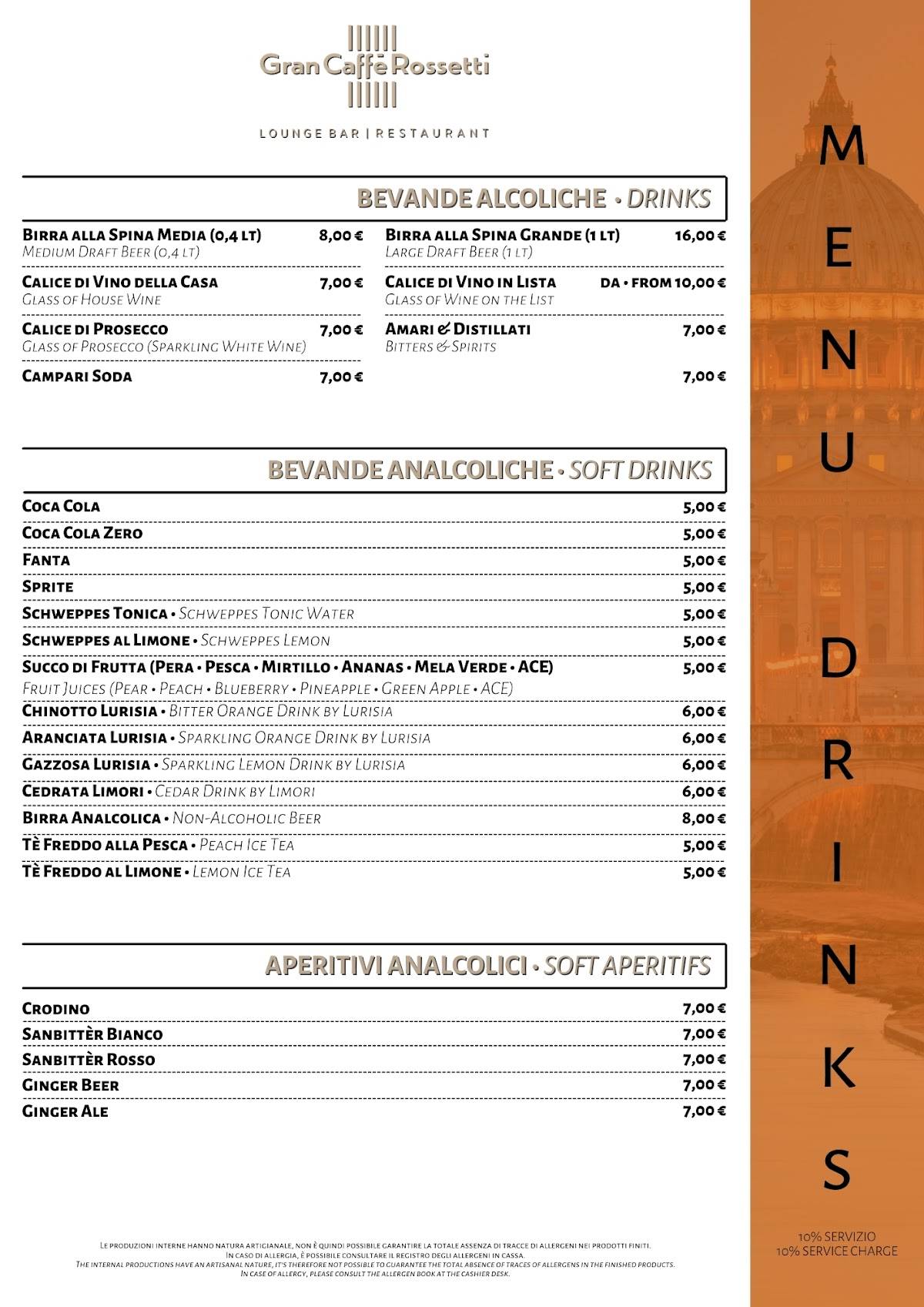 Menu di Gran Caffè Rossetti 