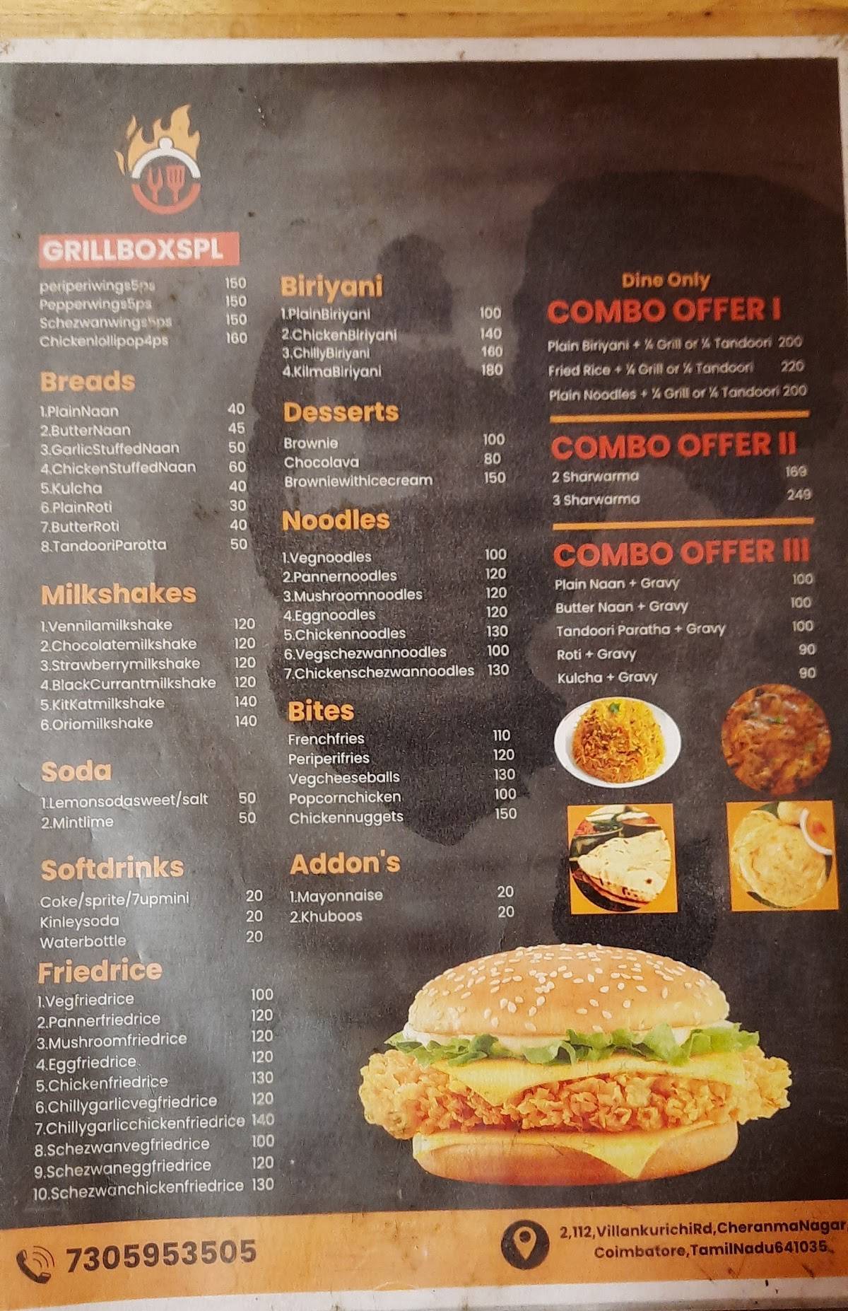 Grill Box menu