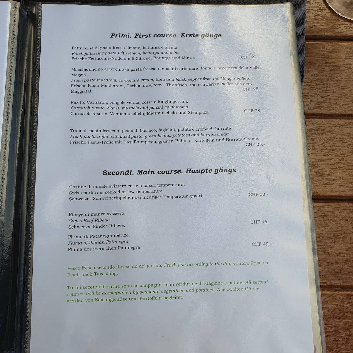 Menu di Grotto Antico 