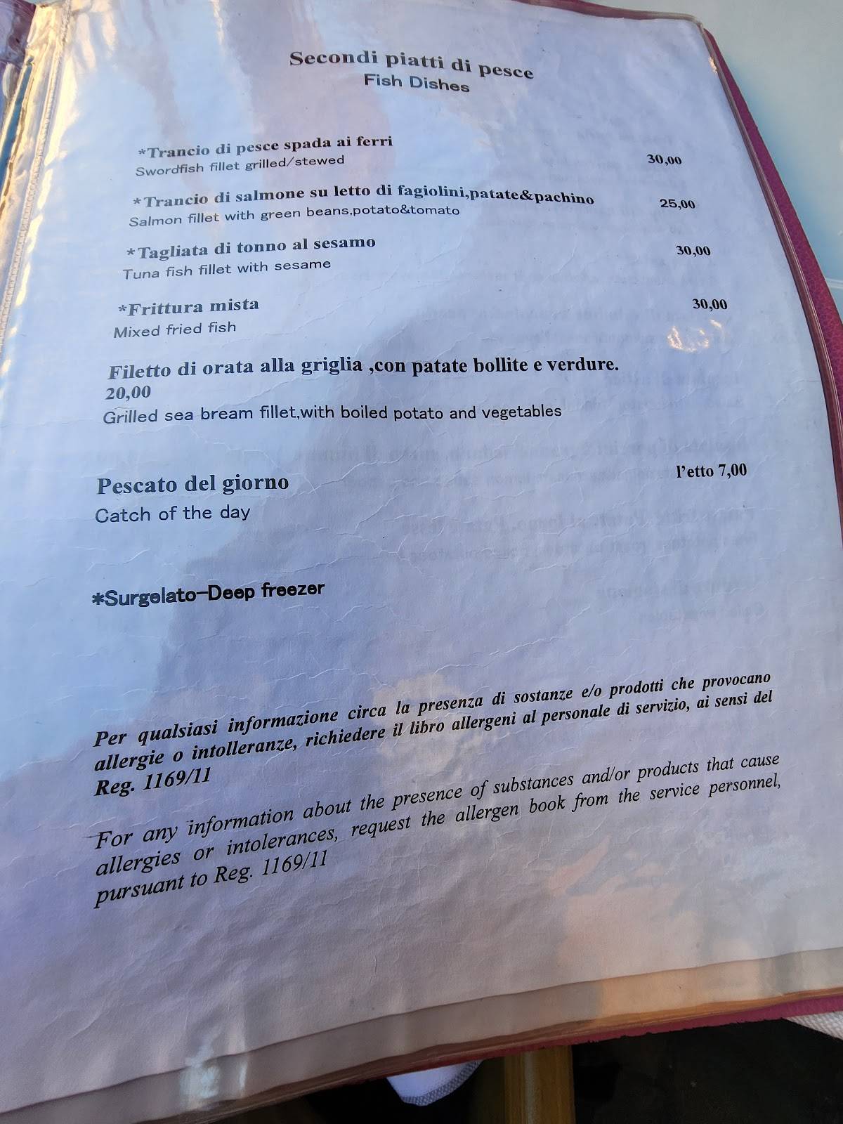 Menu di Ristorante Di Rienzo al Pantheon 