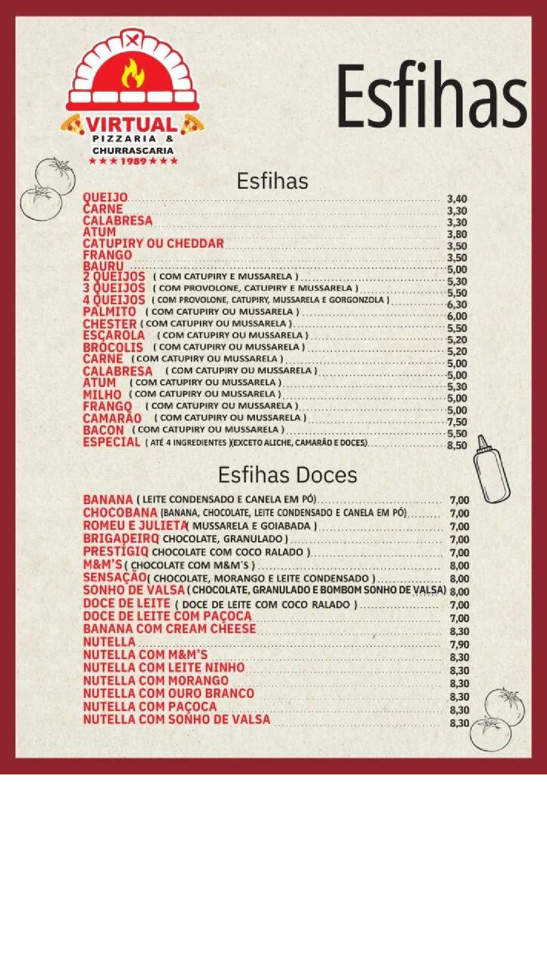 Virtual Pizzaria e Churrascaria Guarulhos cardápio