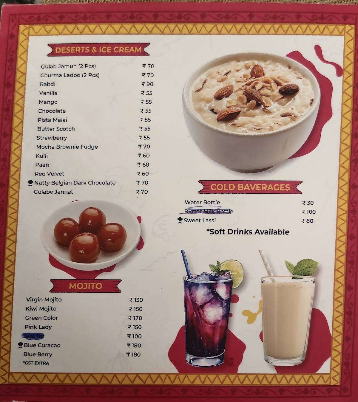 GujRaj Veg Restaurant 10 - 2 குஜ்ராஜ் சைவ உணவகம் Punjabi Dhaba Gujarati Rajasthani Hotel AK International Chennai menu