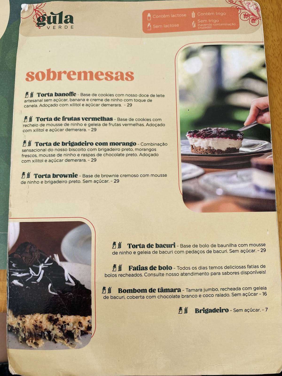 Gula Verde Bistrô cardápio