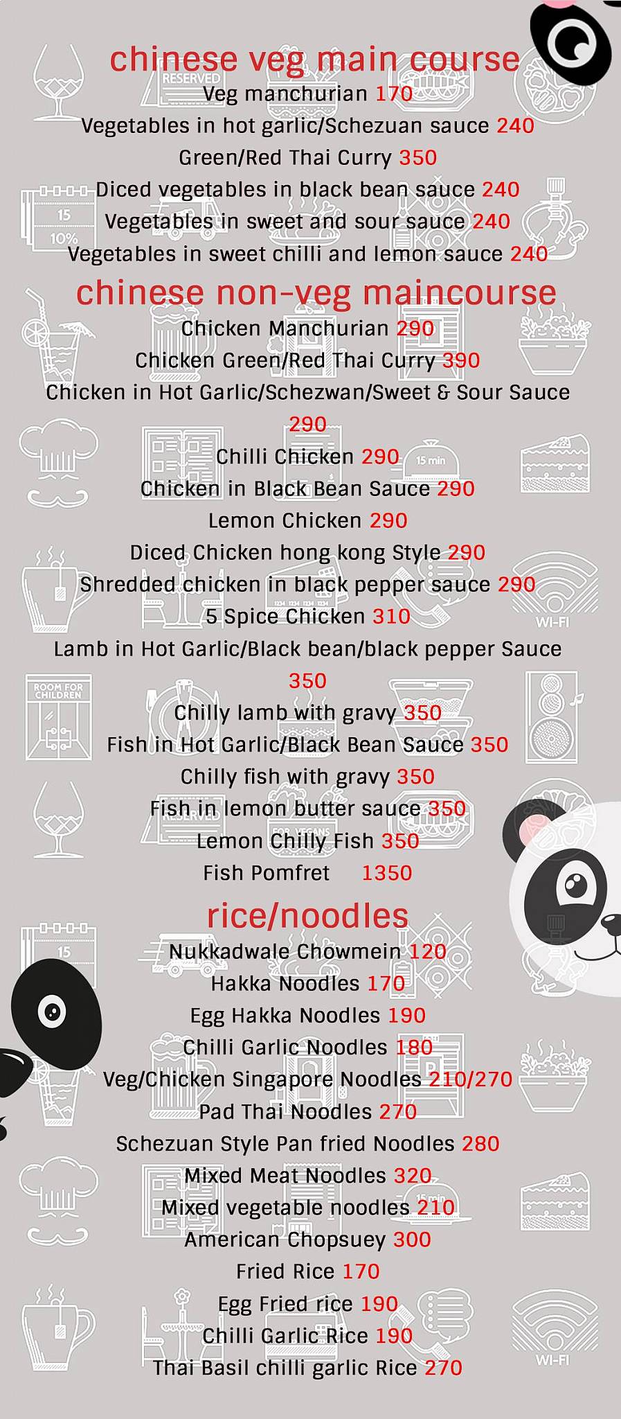 Chatpata Panda menu