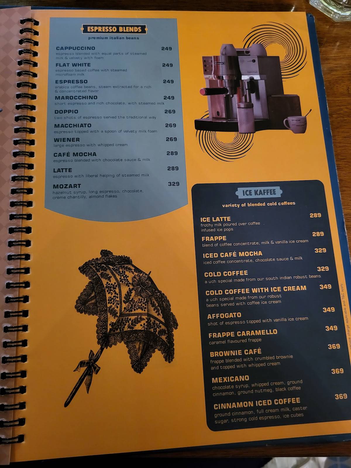 United Coffee House Rewind menu