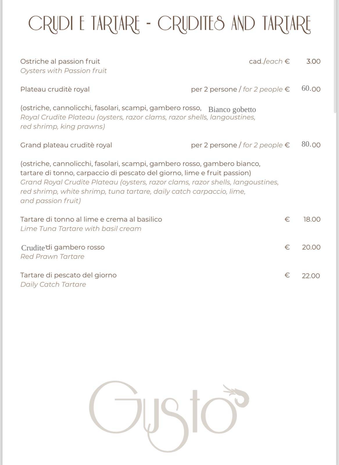 Menu di Gustò 