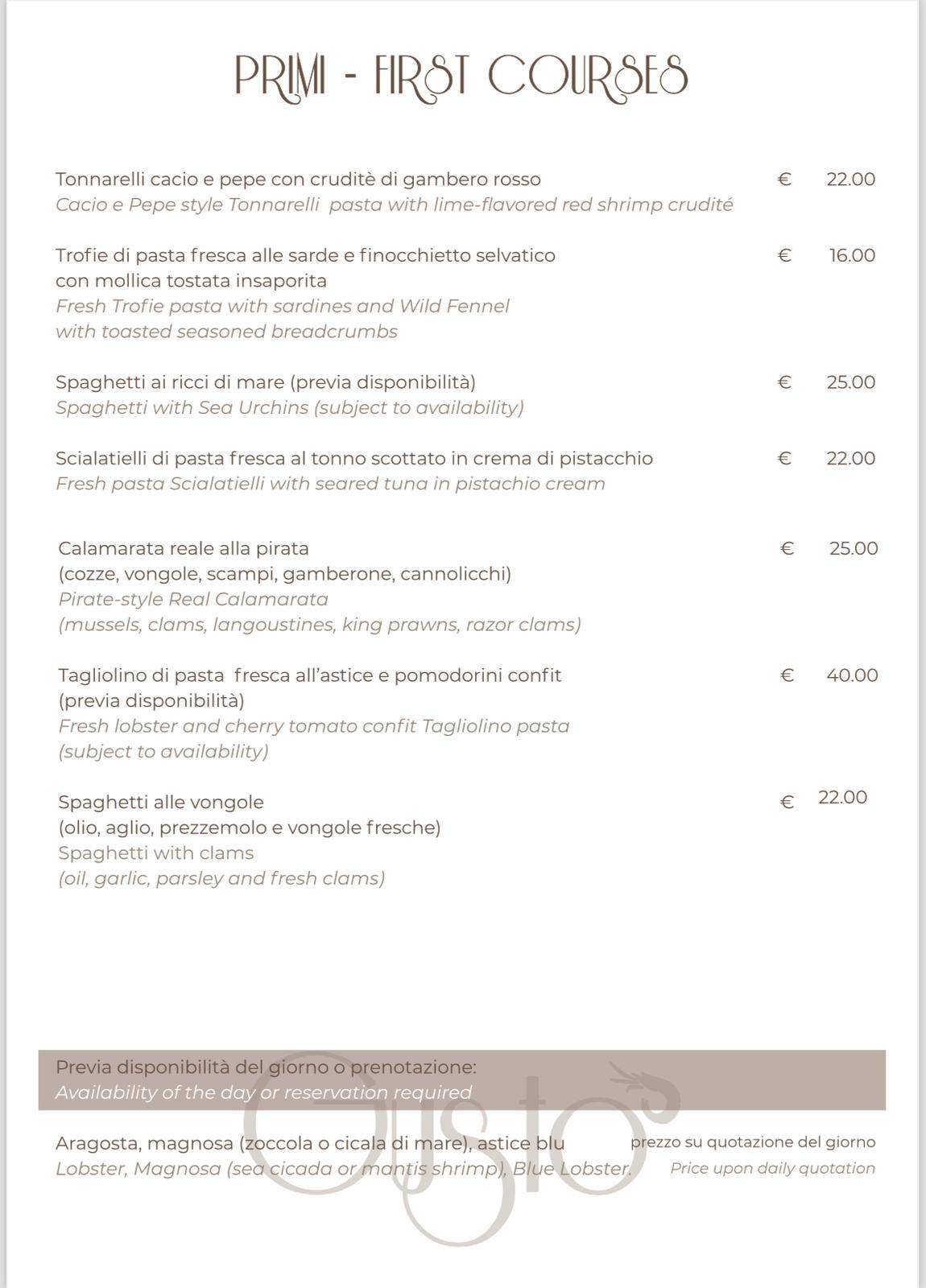 Menu di Gustò 