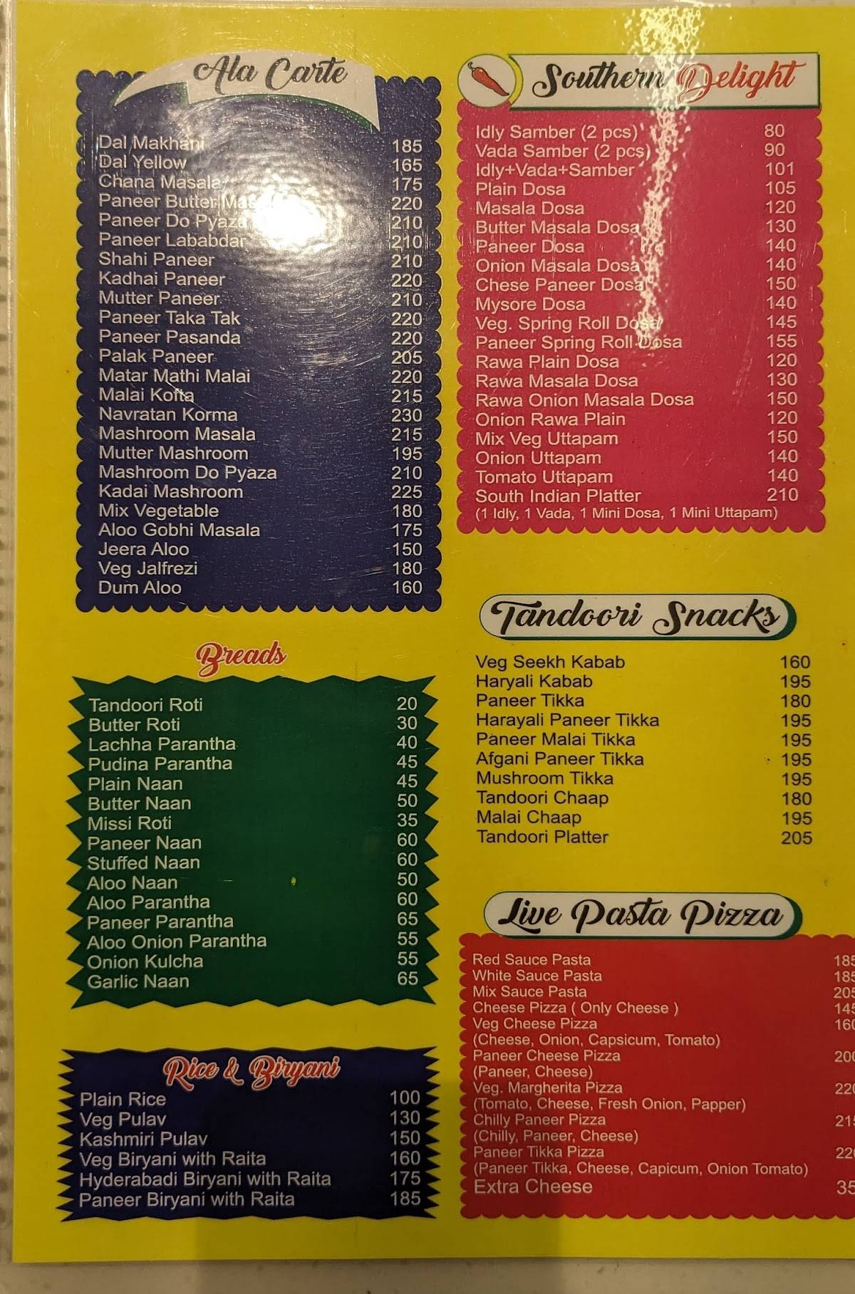 HALDIRAM BHUJIAWALA menu
