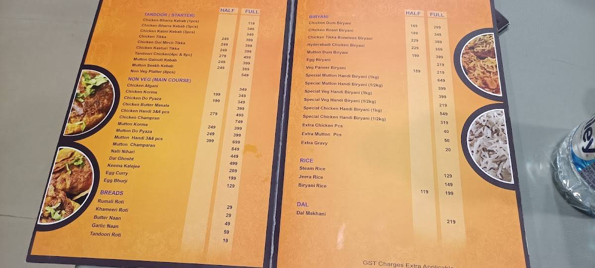 HANDIWALI BIRYANI menu