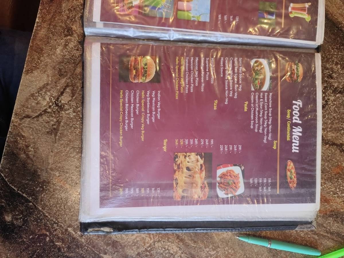 HELLO RESTAURANT & CAFE ( POCKET FRIENDLY CAFE ) EAST BORING CANAL ROAD BESIDES OF CHHAPPAN BHOG SWEETS menu