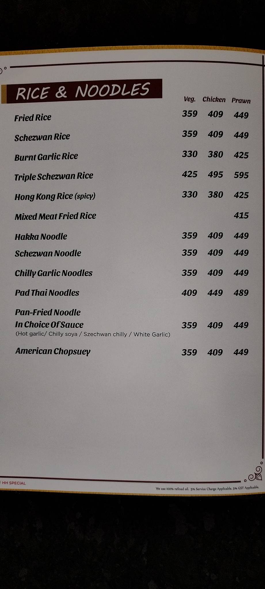 HER HIGHNESS RESTAURANT & COCKTAIL BAR menu