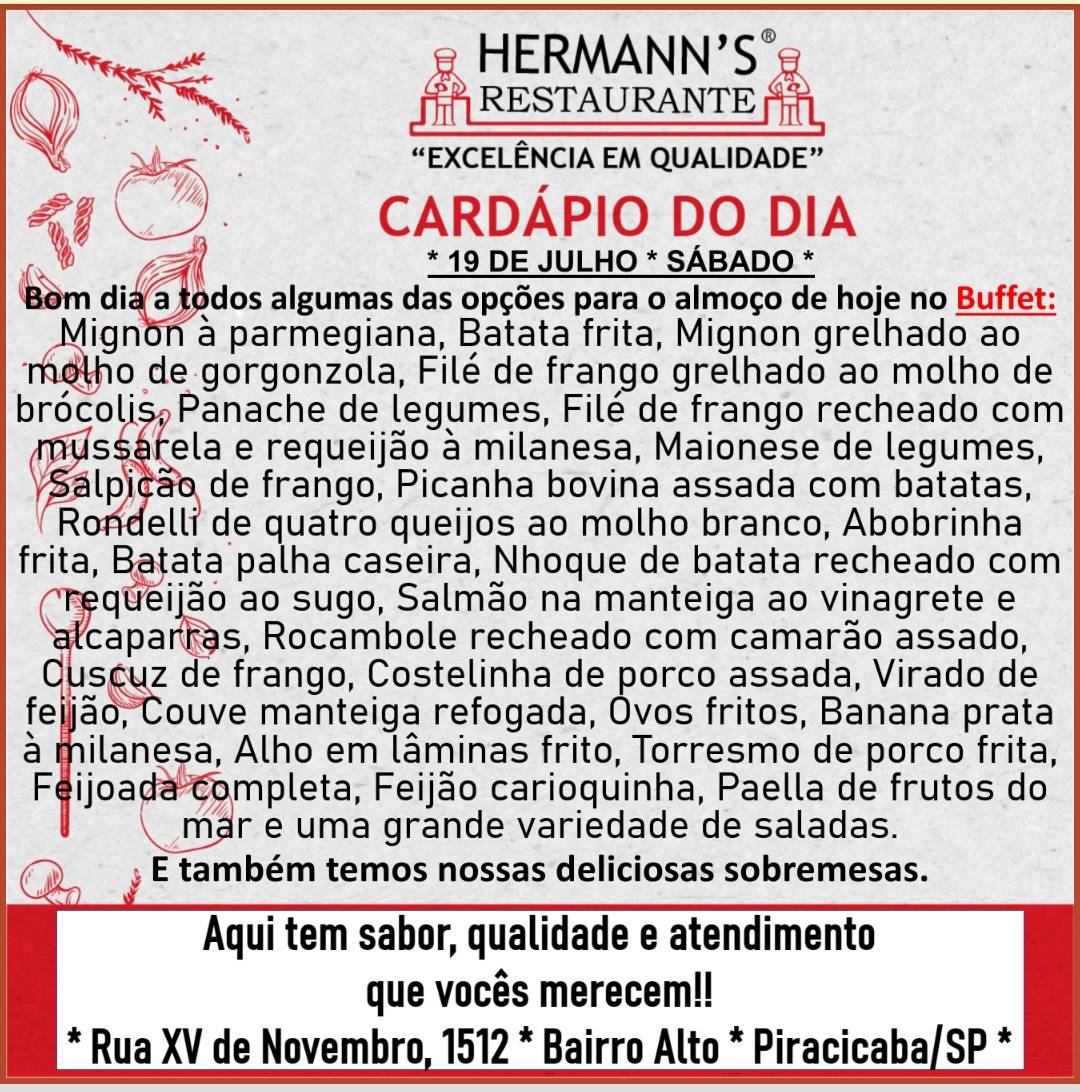 HERMANN'S RESTAURANTE DE PIRACICABA cardápio