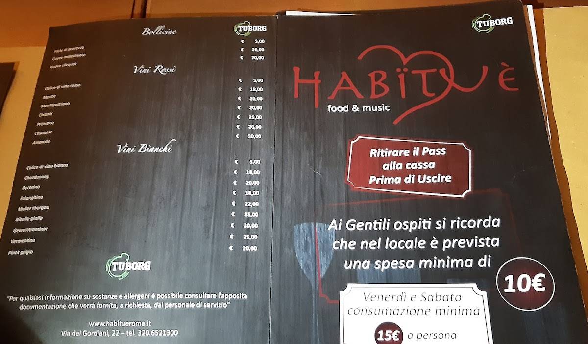 Menu di Habituè 