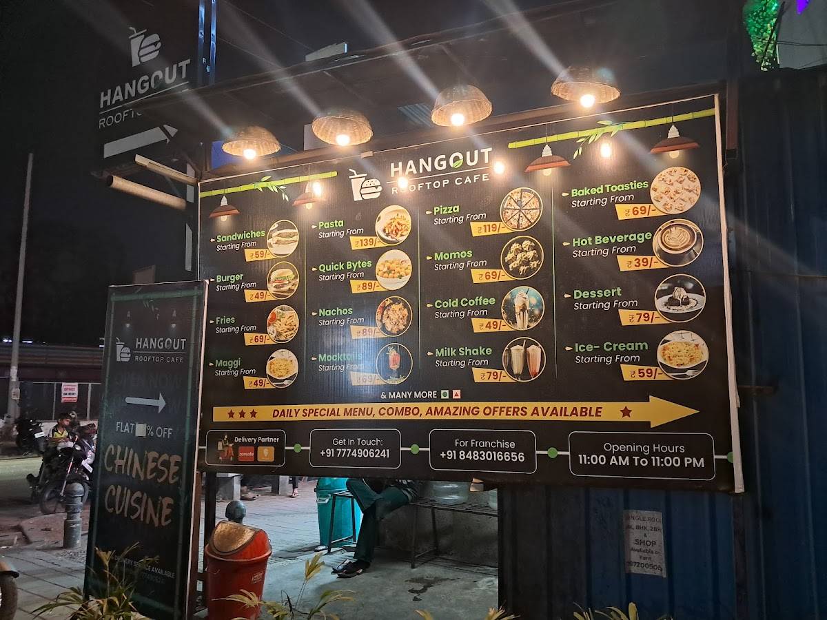 Hangout Rooftop Cafe menu