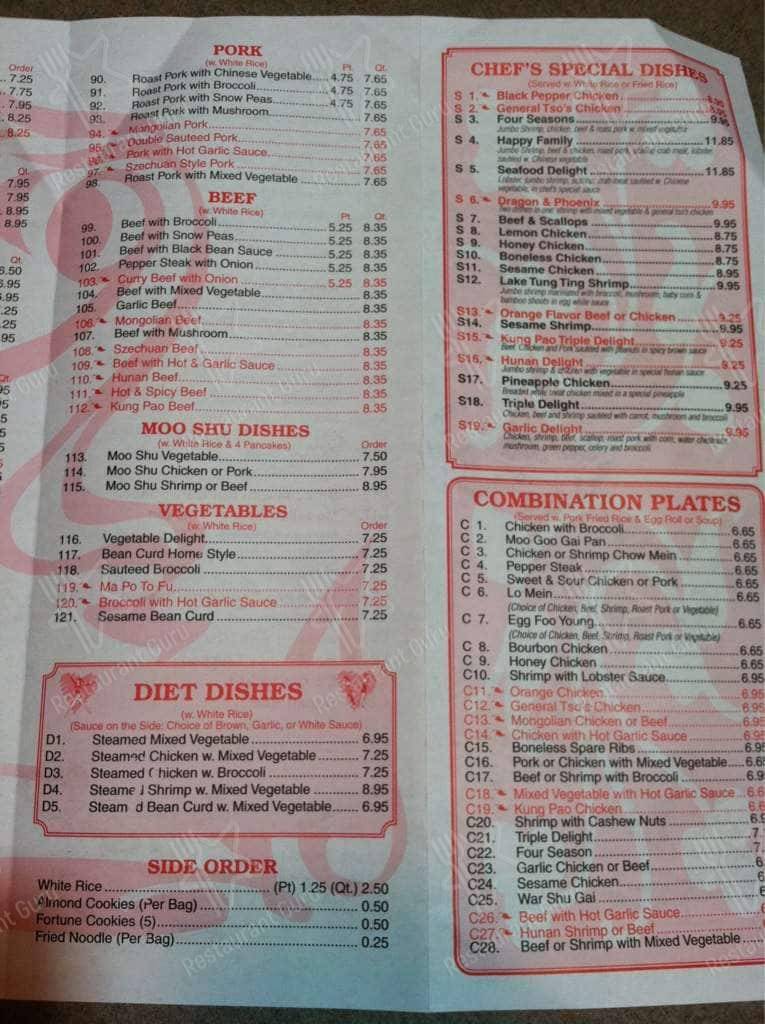 Happy China menu