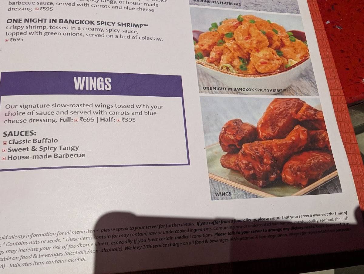 Hard Rock Cafe Kolkata menu