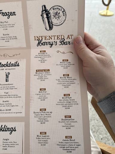 Menu de Harry's Bar Cannes