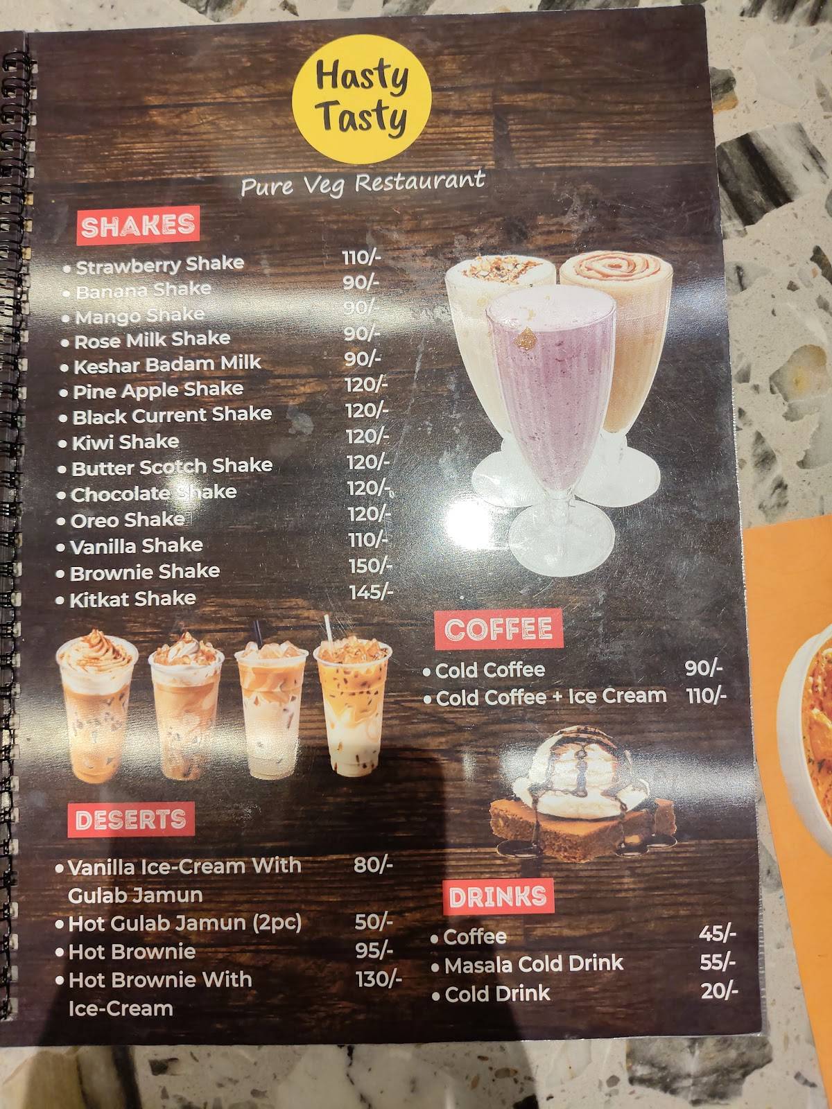 Hasty Tasty menu