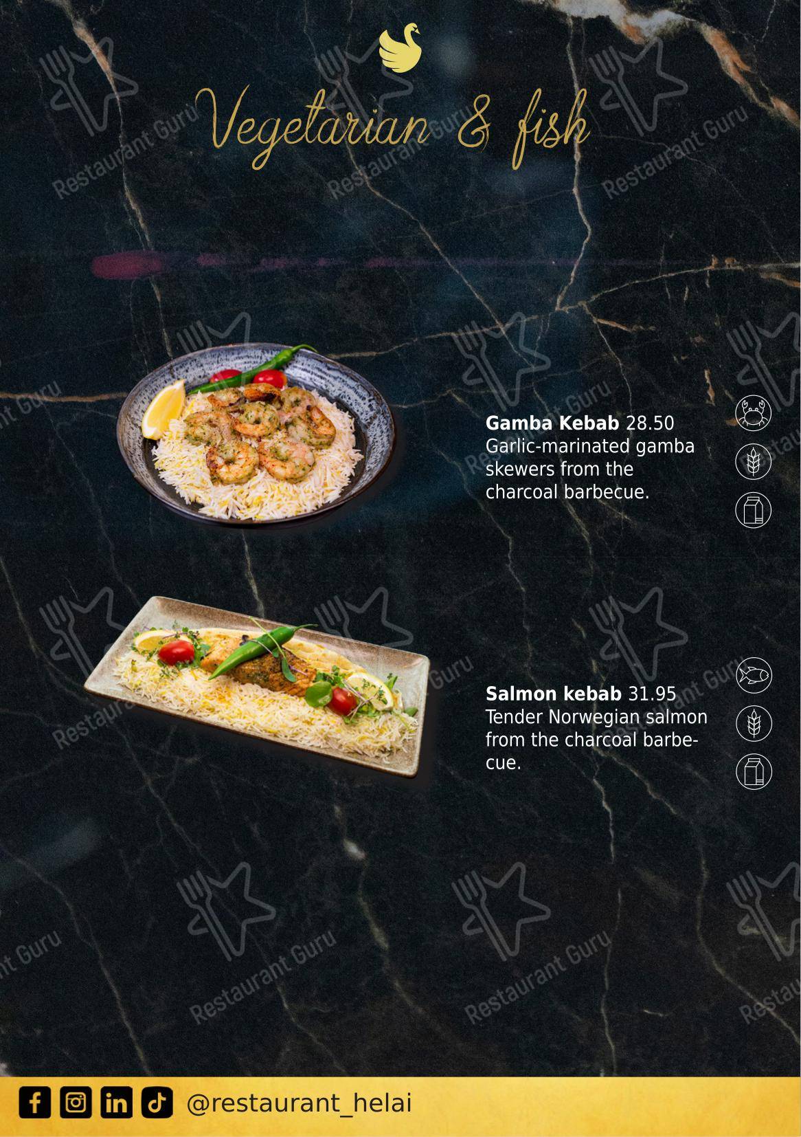 Menu bar pour Helai restaurant