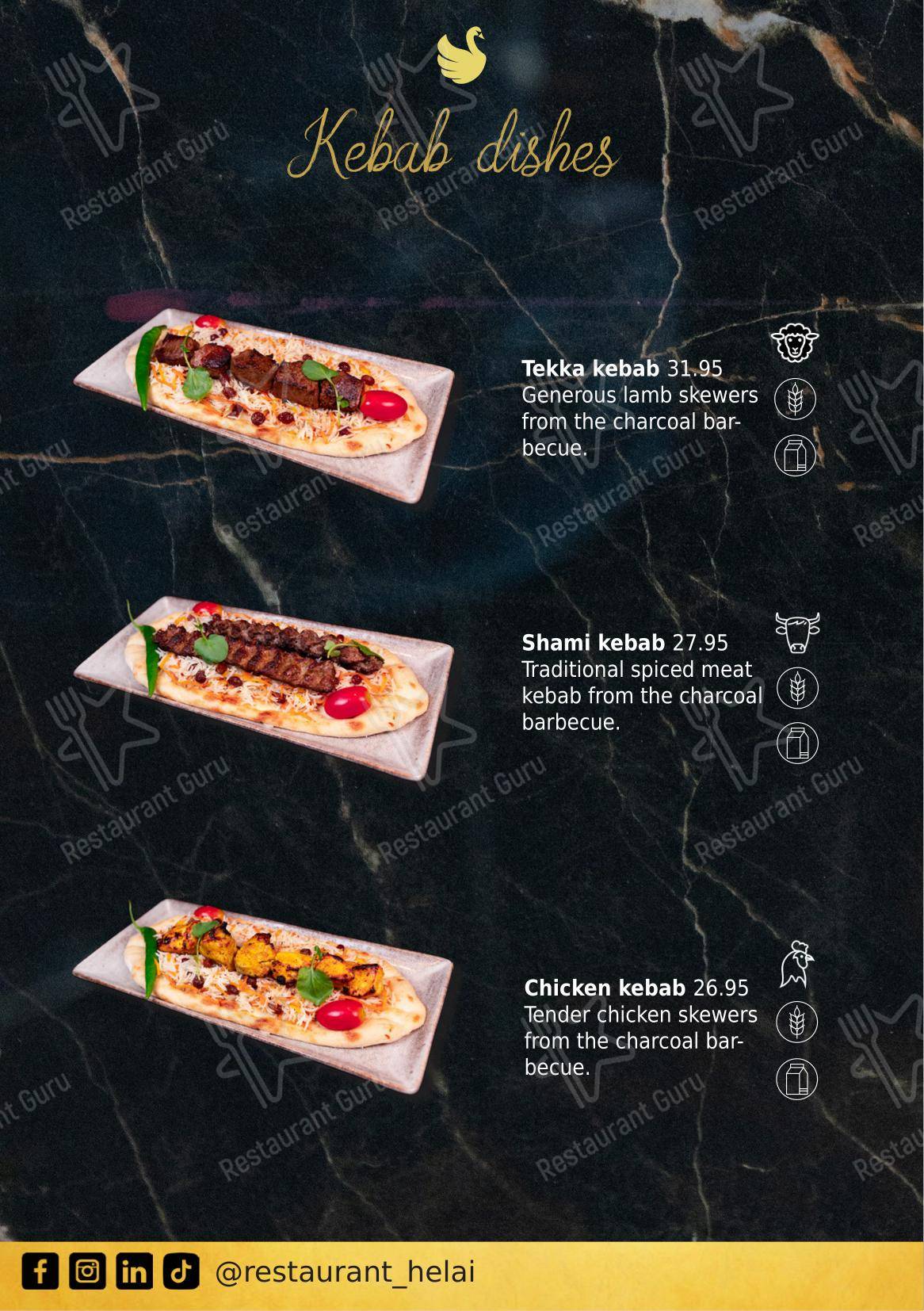 Menu bar pour Helai restaurant