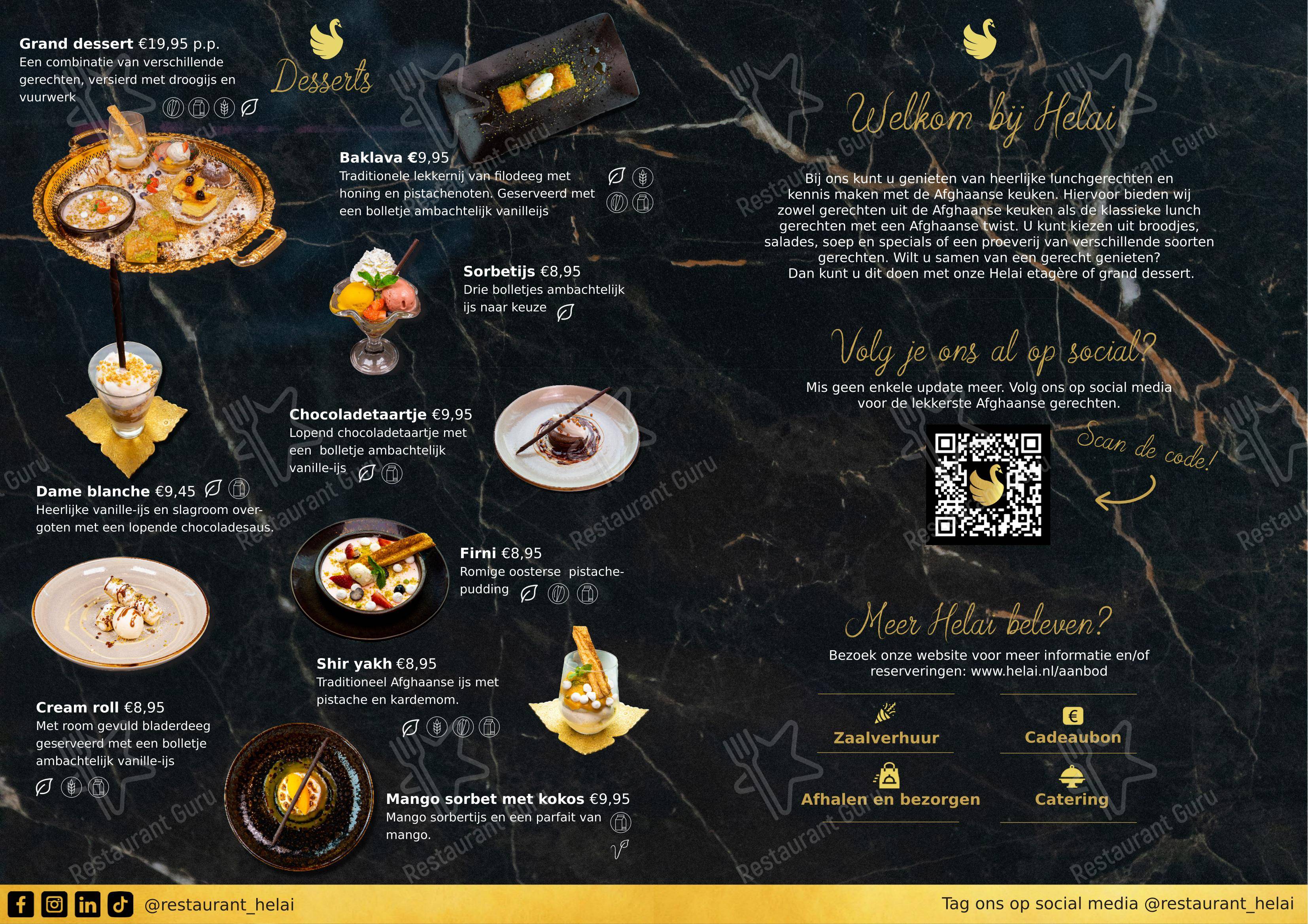 Menu pour Helai - Menu