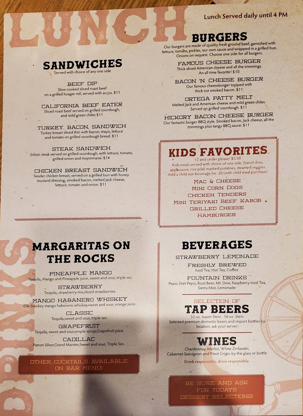 Menu at Steer 'n Stein Restaurant, Hemet