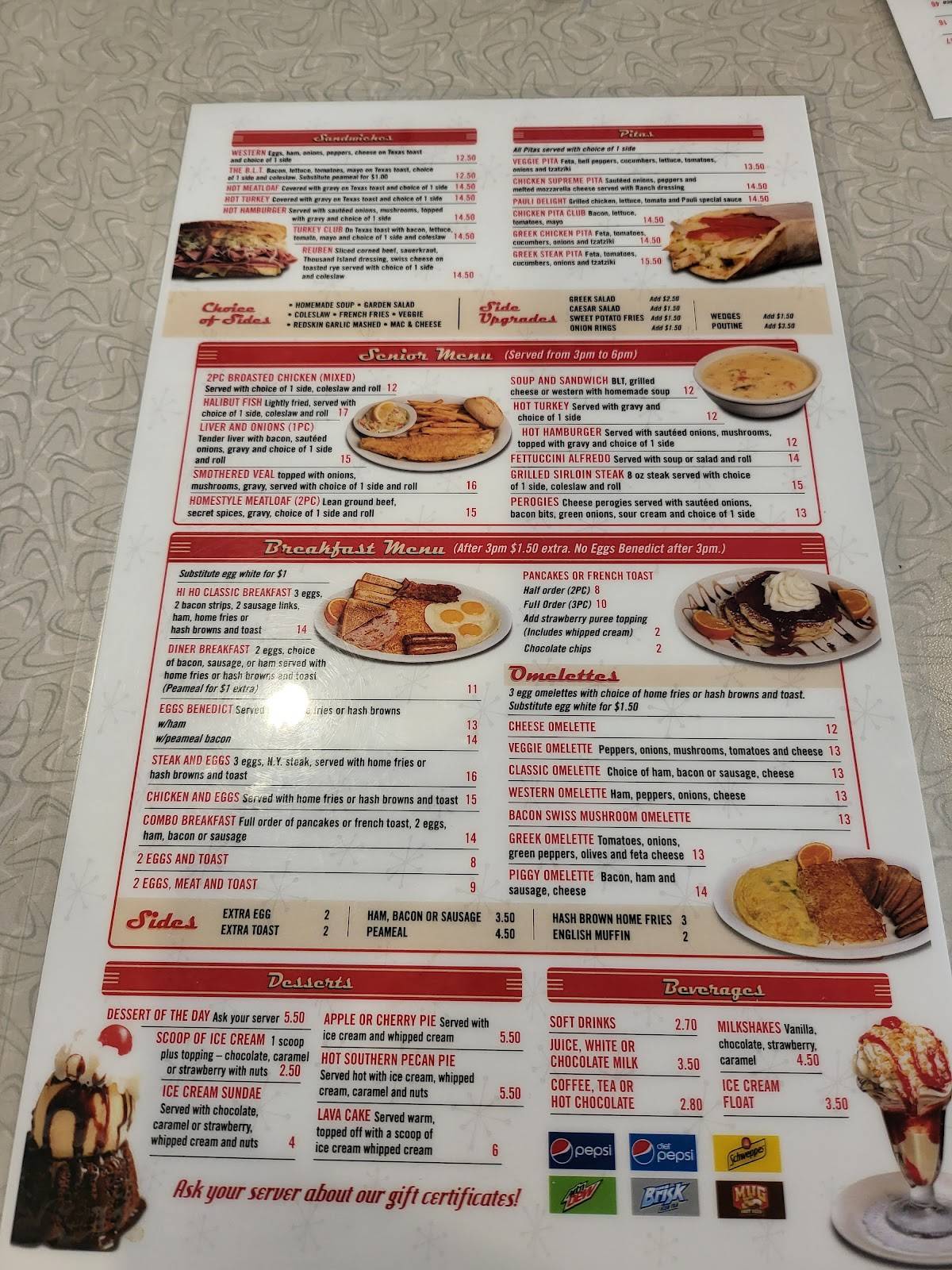 Menu at Hi Ho Diner restaurant, Windsor