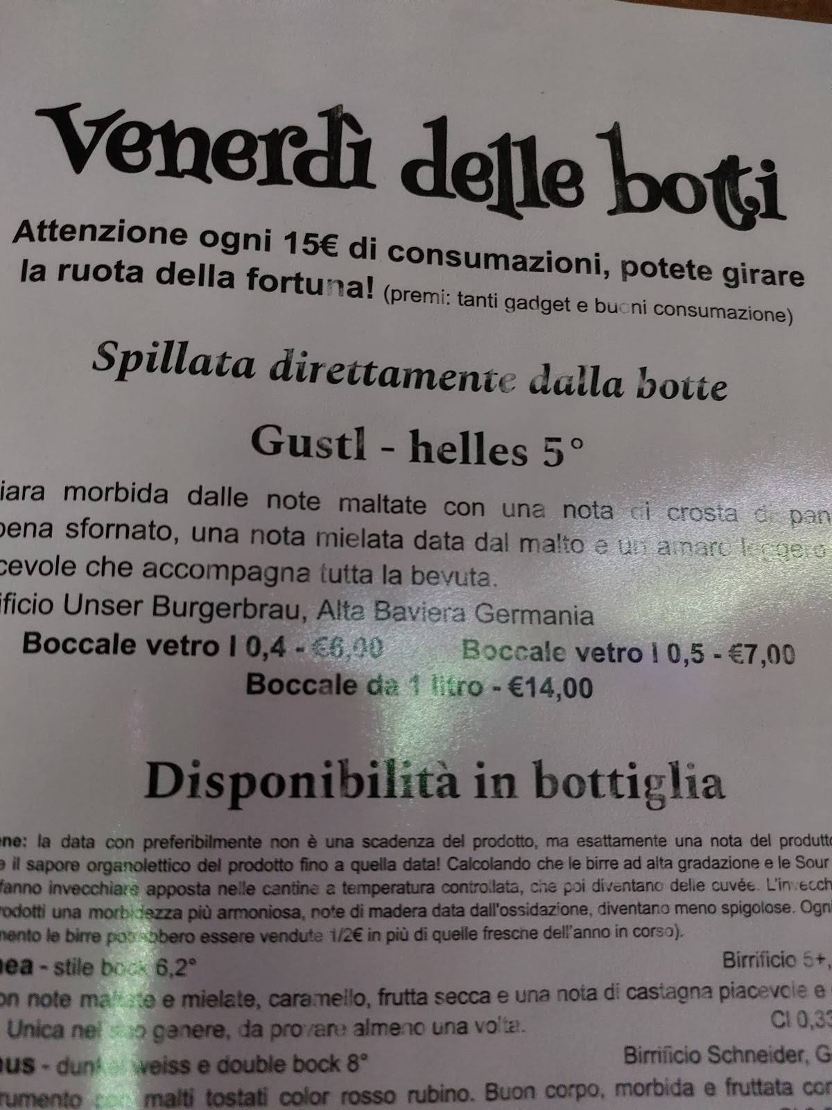 Menu di Pub highlander Parma Since 1992 la storia della birra a parma 