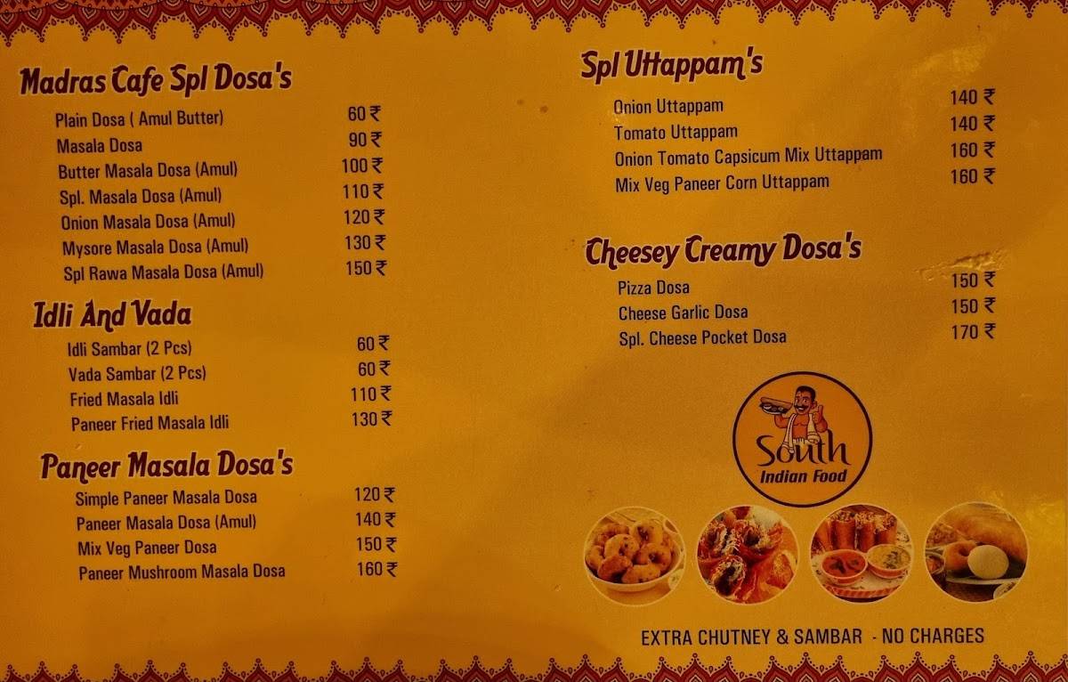 Madras Cafe menu