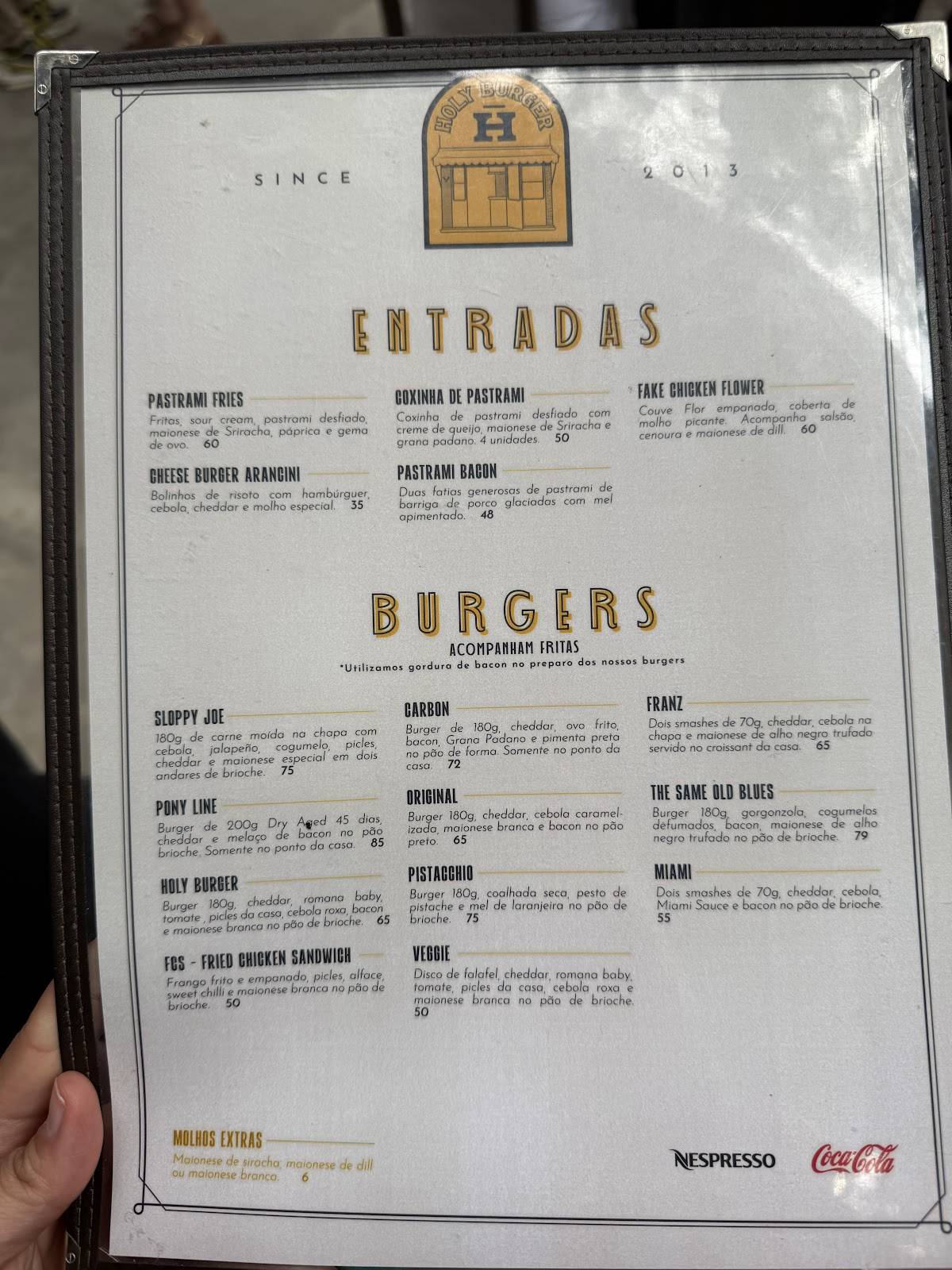 Holy Burger cardápio