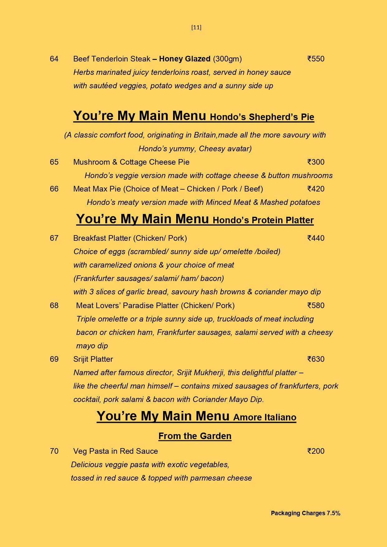 Hondo's #2 menu