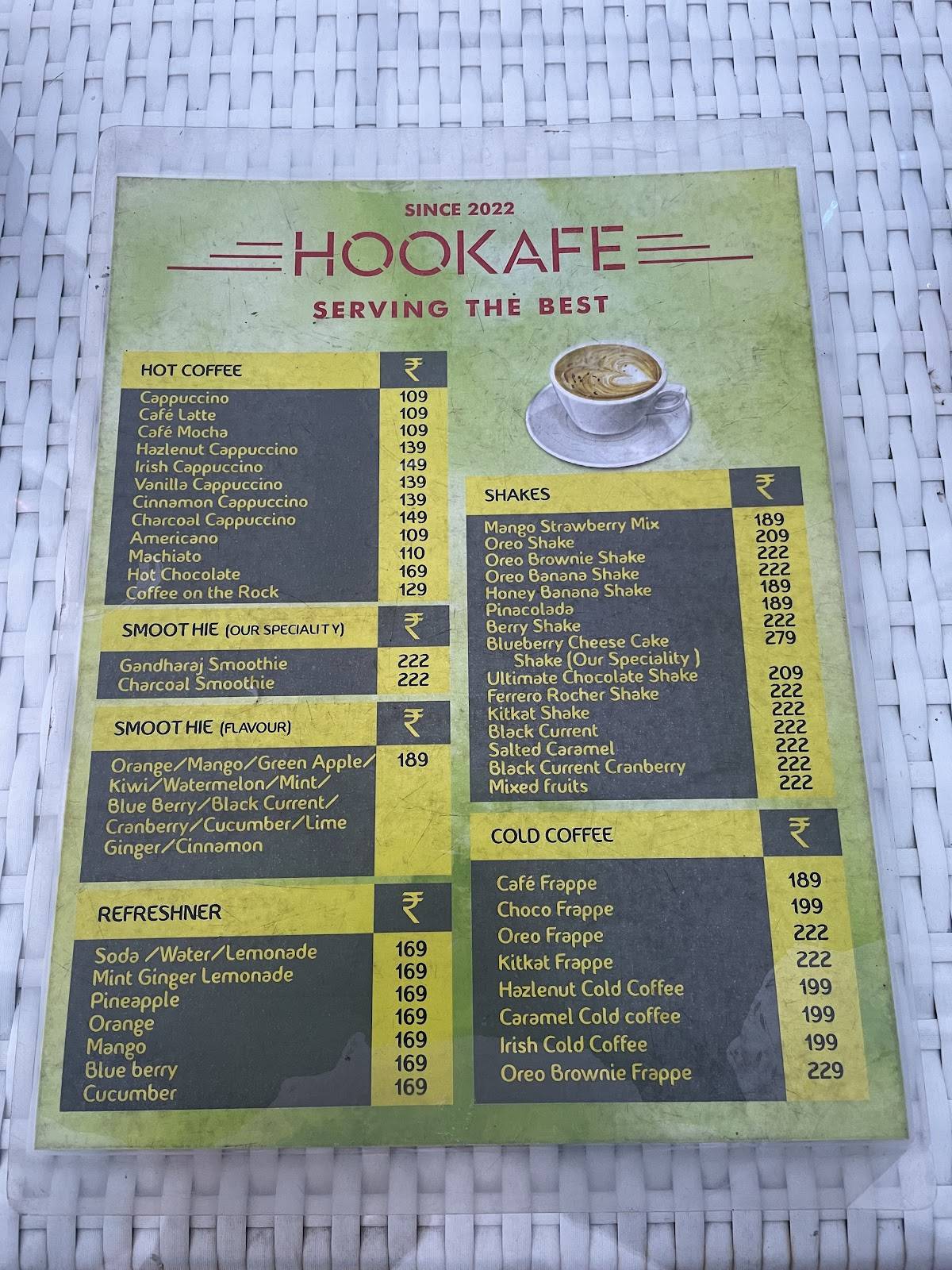 Hookafe menu