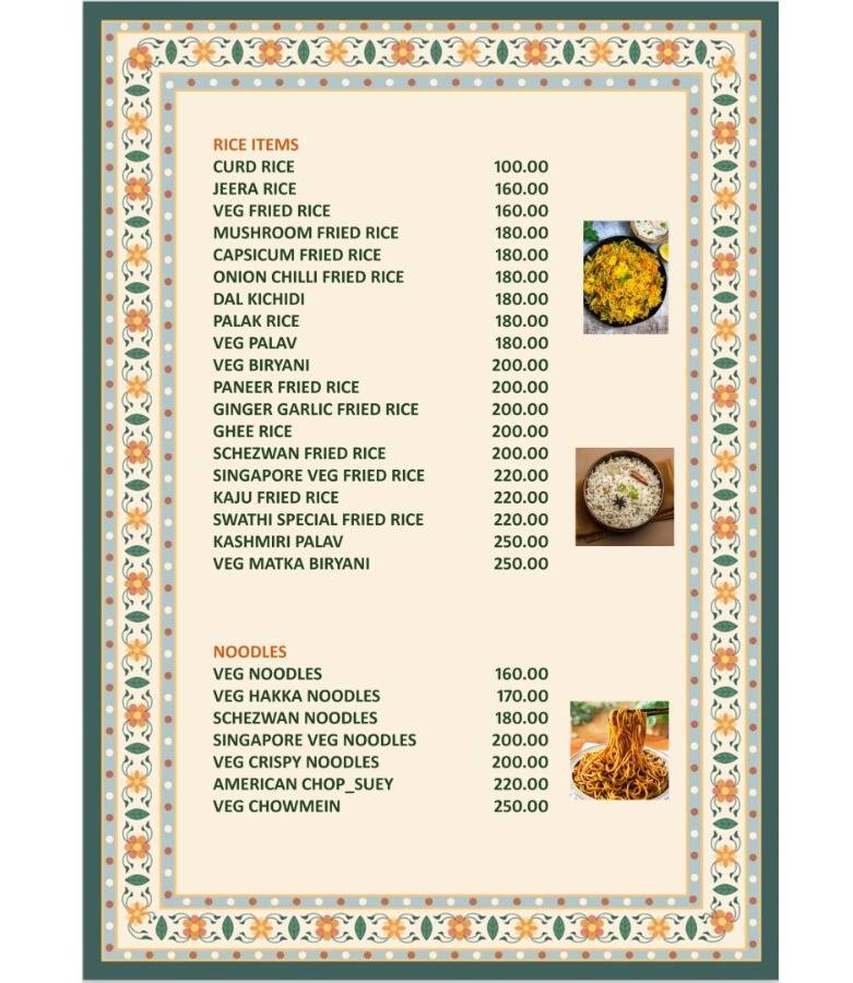 Hotel Swathi menu