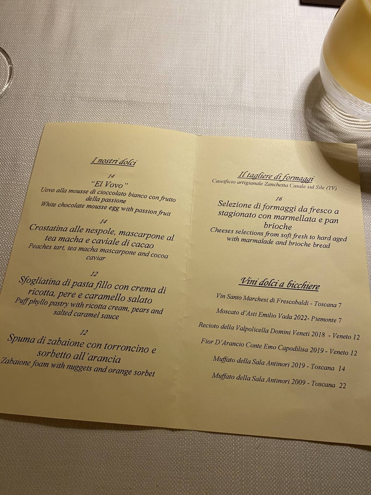 Menu di Hostaria da Franz 