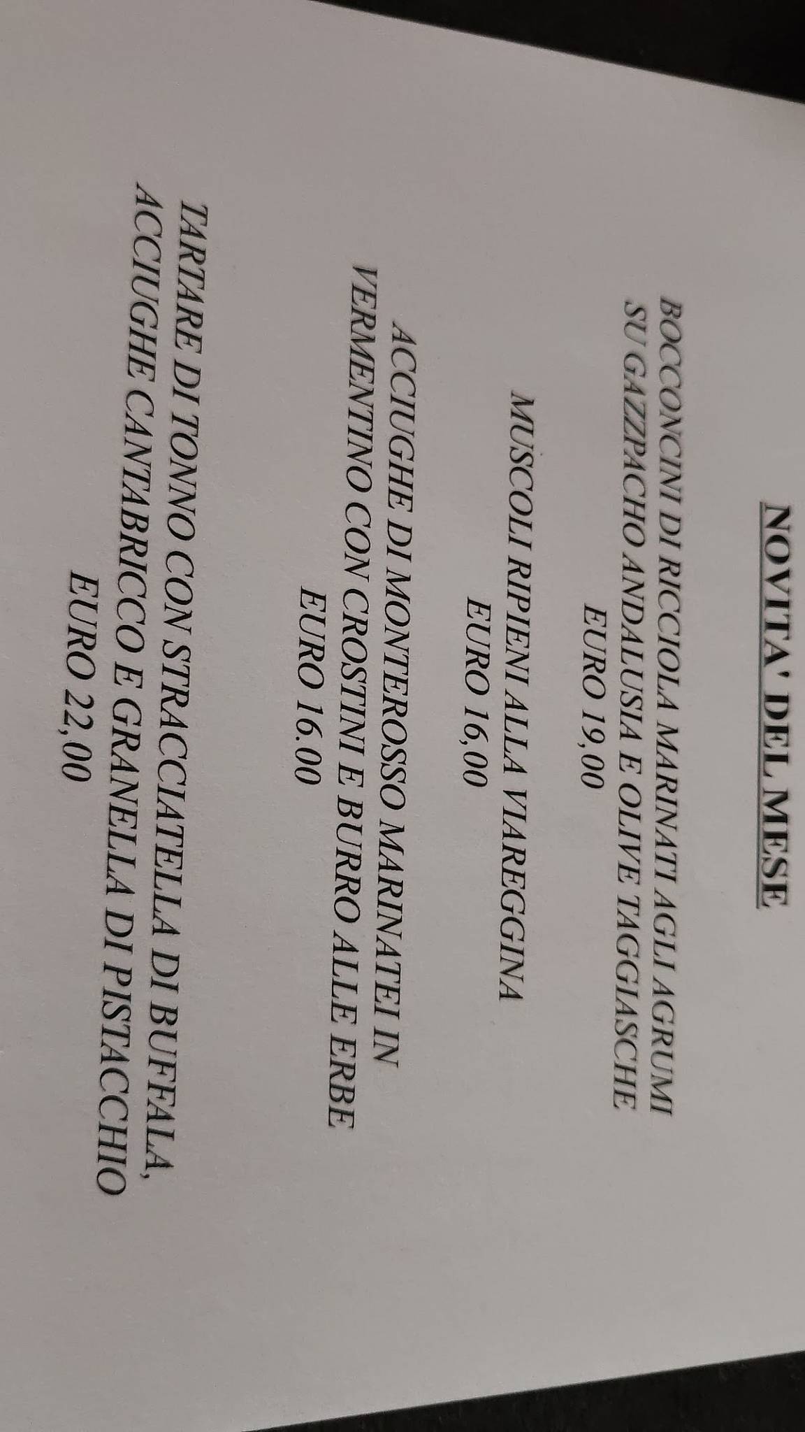 Menu di Hostaria da Nemo 