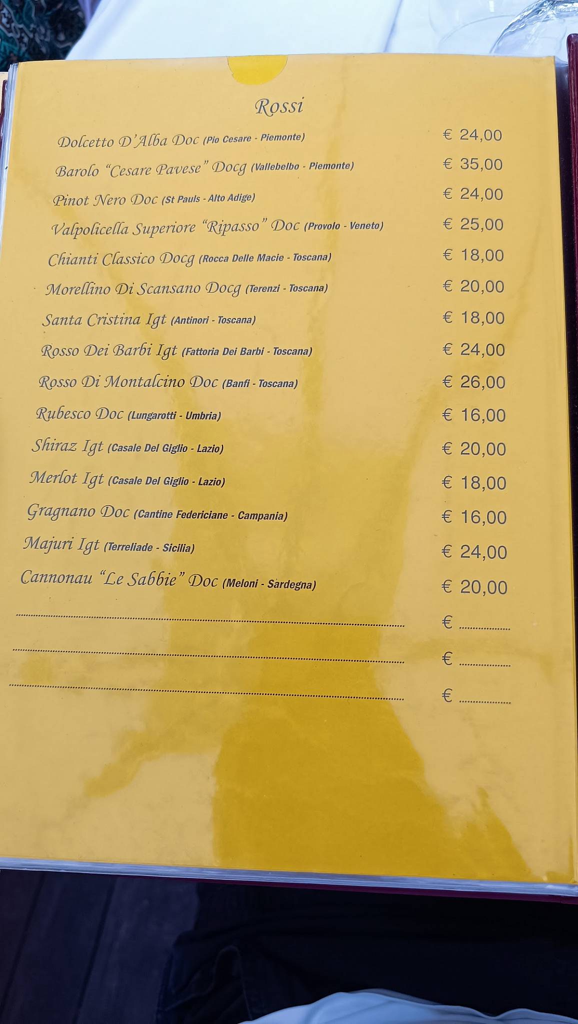 Menu di Hostaria da Tesone 
