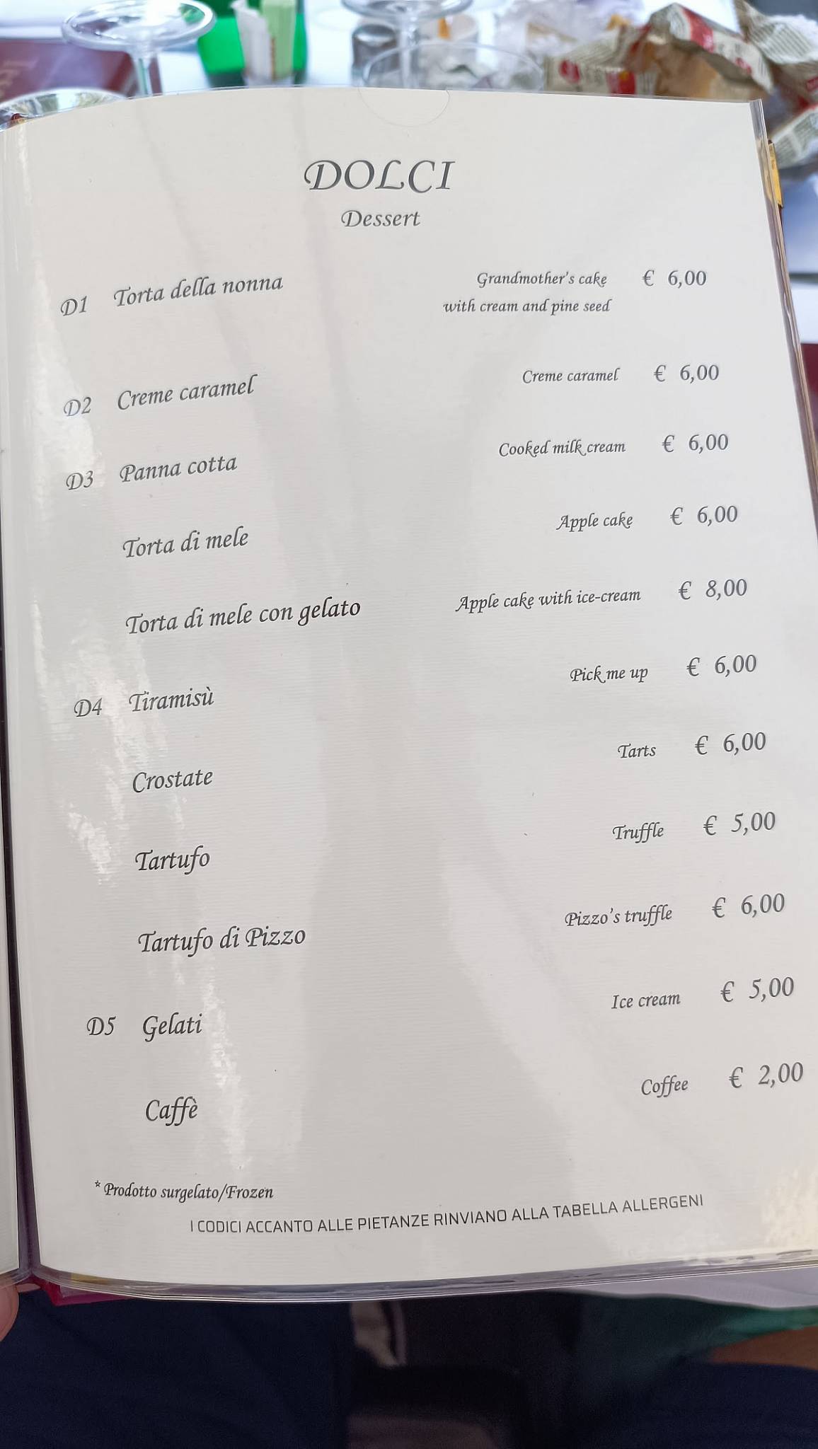 Menu di Hostaria da Tesone 