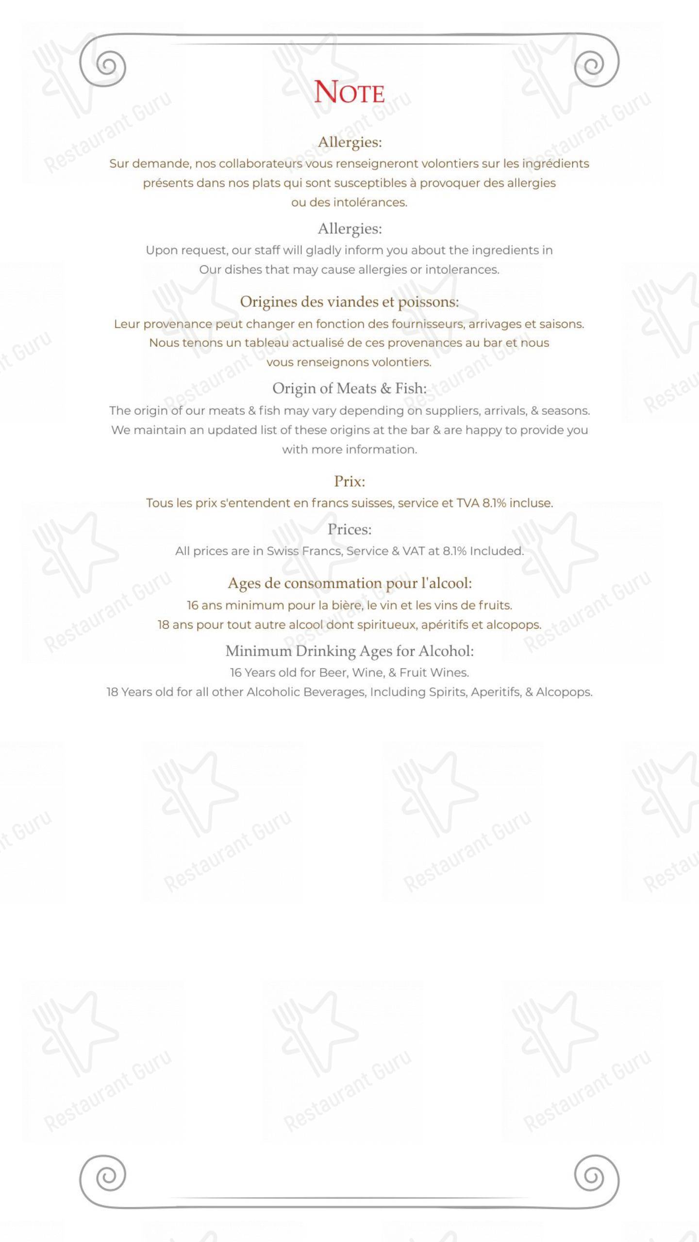 Menu di Hostellerie de Genève - 菜单
