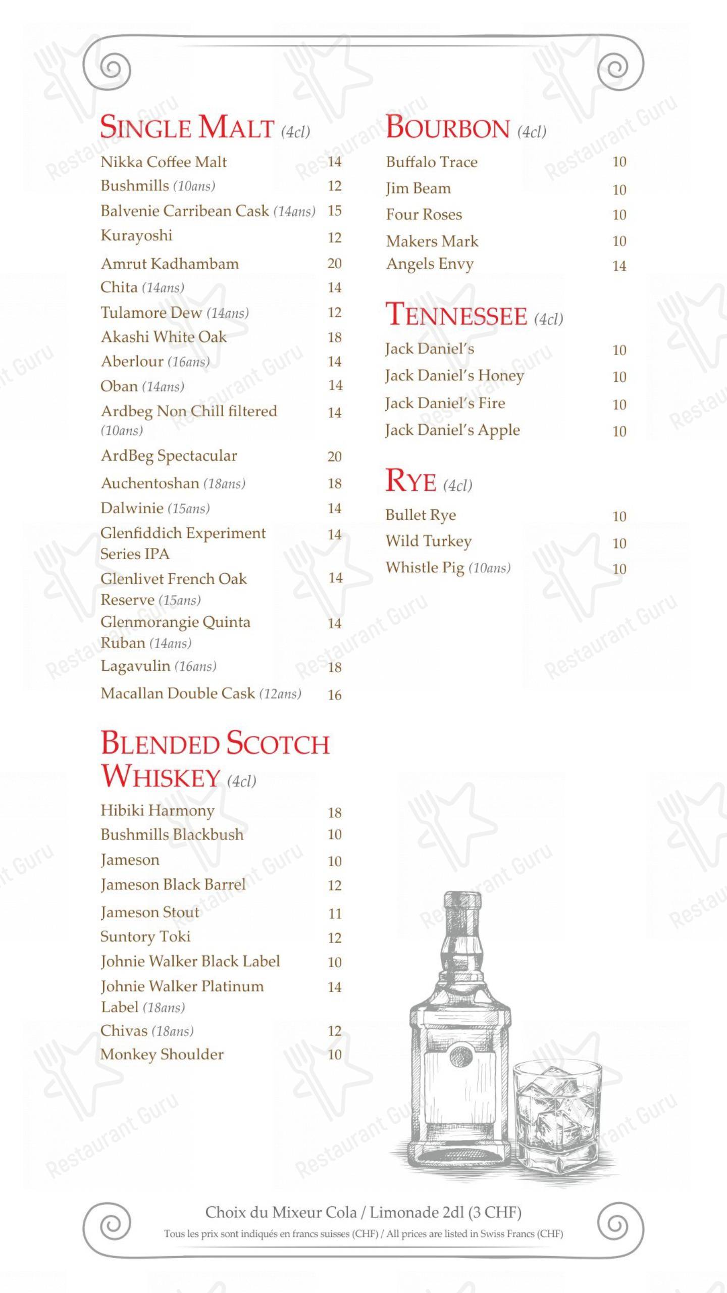 Menu per Hostellerie de Genève ristorante