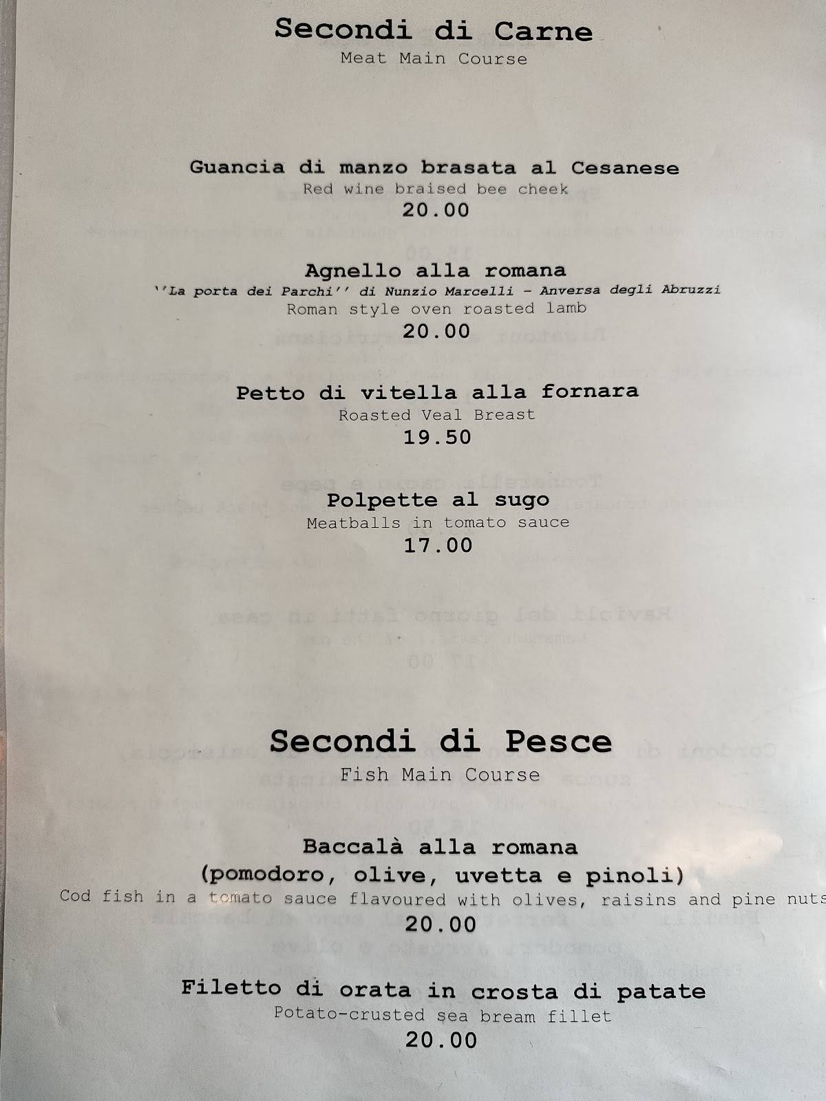 Menu di Hosteria Grappolo D'Oro 