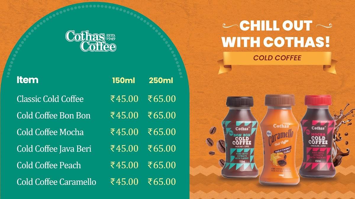 Cothas coffee menu
