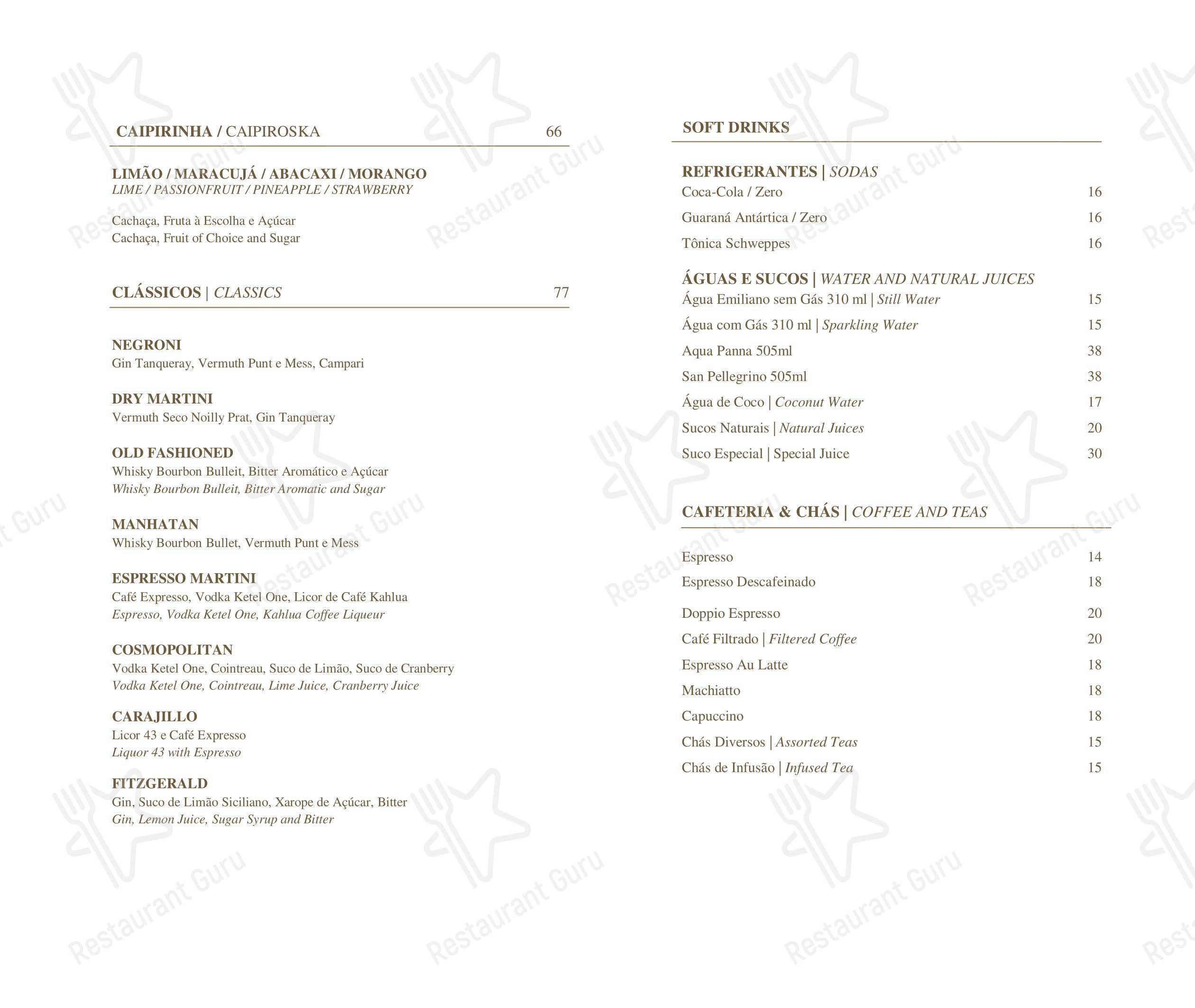 Menu para Hotel Emiliano - Restaurante Emile restaurante